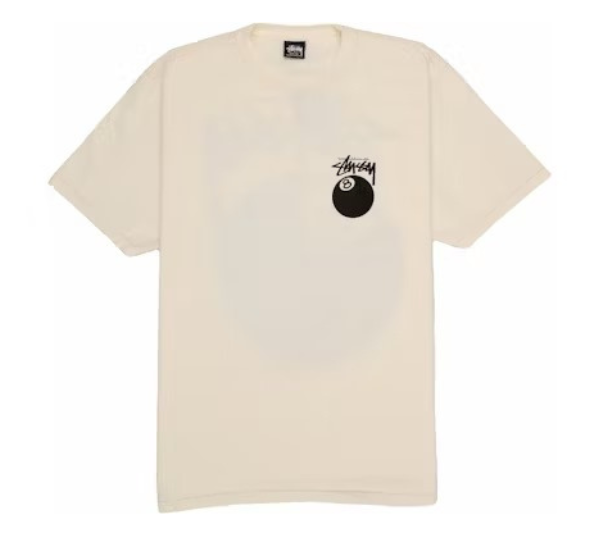 STUSSY - Camiseta 8 Ball Pigment Dyed Natural "Branco"