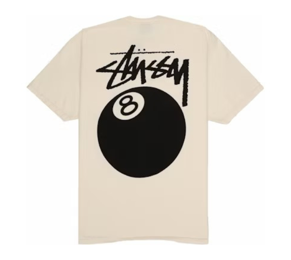 STUSSY - Camiseta 8 Ball Pigment Dyed Natural "Branco"